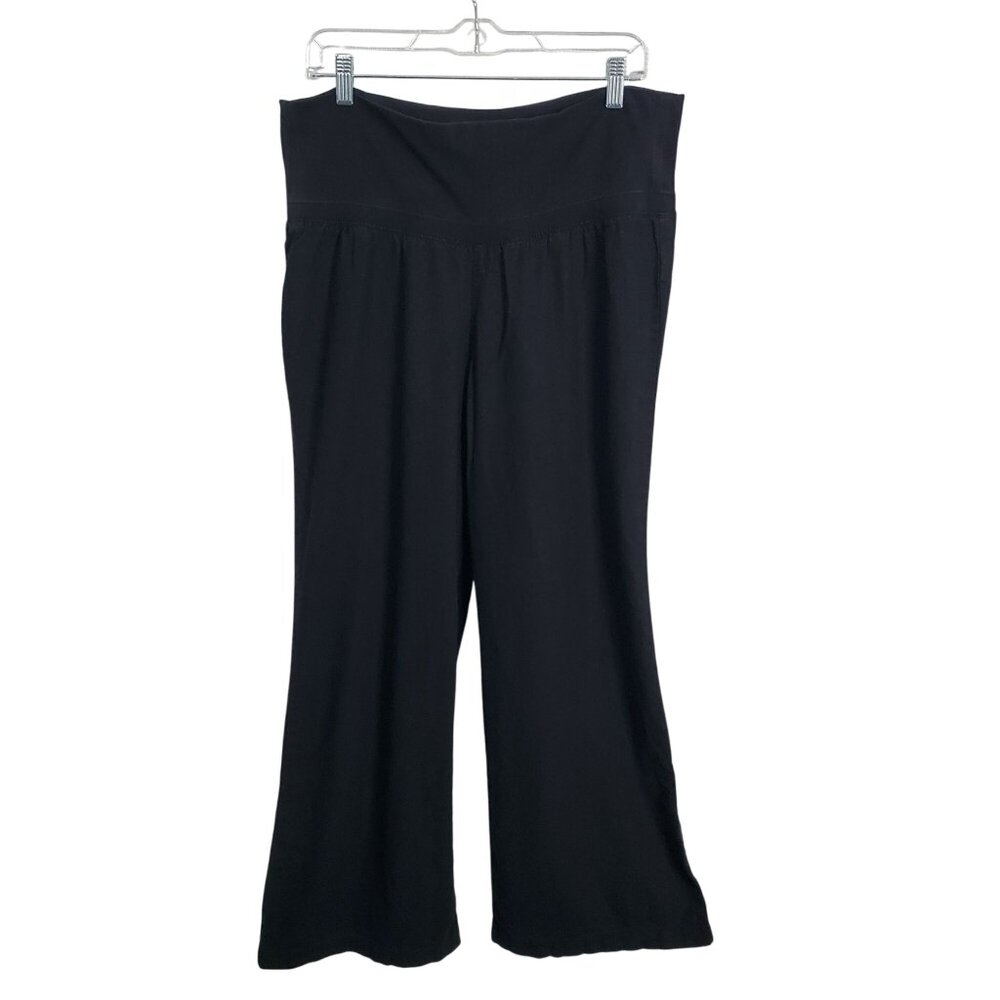 Old Navy Size LP Large Petite Pants Linen Blend Wide Leg Flowy High Roll Waist